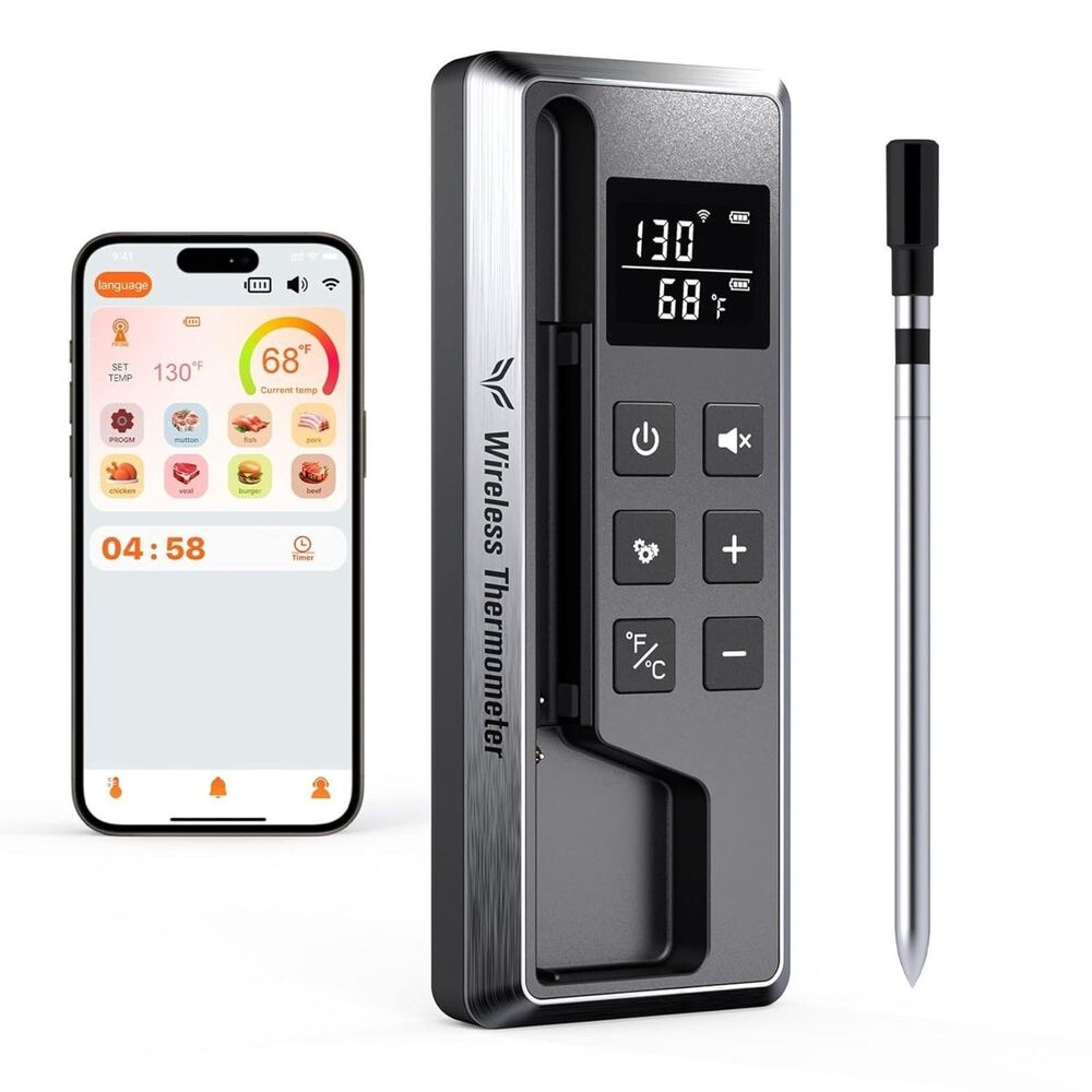 Paneceia Meat Thermometer Digital Wireless, 800FT Long Range Bluetooth Cooking